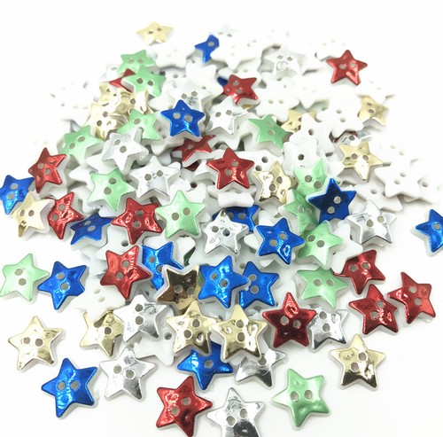 200X Mix Star 2 Hole Sewing Buttons scrapbooking Mix decoration craft 13mm - Picture 2 of 5