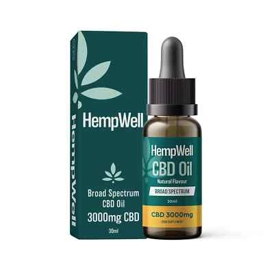 HempWell Broad Spectrum 3000mg CBD Oil | 3000mg CBD | 30ml Bottle | Mixed Berry