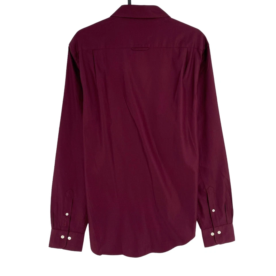 Gant Chemise Formelle Slim Fit En Twill Rouge Foncé Taille M 39/40 15,75 - Photo 3/4