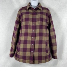 Duluth Trading Co Jacket Womens Medium Flannel Plaid Lined Insulated Snap