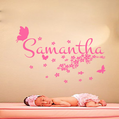 Personalized Name Wall Decals For Girl Decal Vinyl Sticker Flowers Twig ...