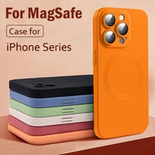 For iPhone 16 15 14 Pro Max 13 12 11 Solid Color MagSafe Magnetic TPU Case Cover