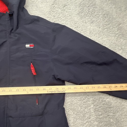 Tommy Hilfiger Coat Youth XL Vintage Y2K Jacket Spell Out Back Blue Streetwear - Picture 7 of 8