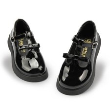 Oamico Toddler Girls Black Little Girls Patent Leather Loafers 10.5 Little Kid