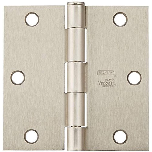 National Stanley 31/2 Inch Square Door Hinge Satin Nickel Set of (6
