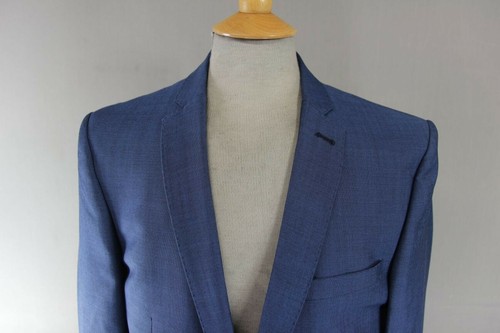 CHAQUETA AZUL MEZCLA RICA LANA NUEVA: PECHO 40 PULGADAS (AJUSTE LARGO) - Imagen 2 de 9