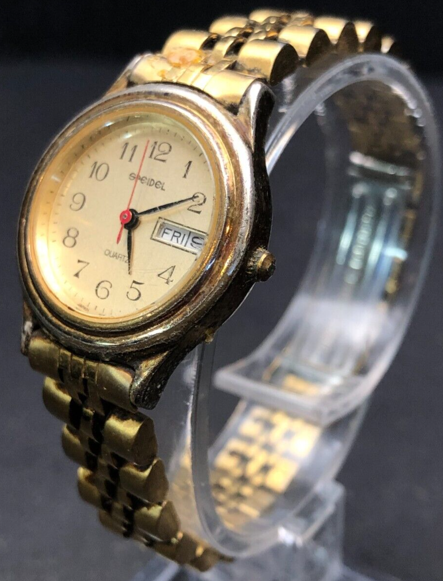 Vintage Women’s Speidel Day Date Watch Untested Possible Battery or Repair Needed
