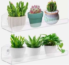 1-2Pcs 12" Suction Cup Shelf for Plants Window Acrylic Window Box Plant Shelves
