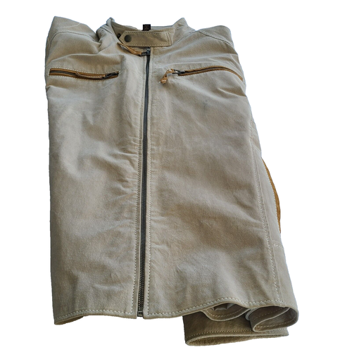 Vintage EMC Wildleder Motorrad Reißverschluss Jacke Größe Large Farbe hellbraun gepolsterte Ellbogen (C - Bild 22 von 24