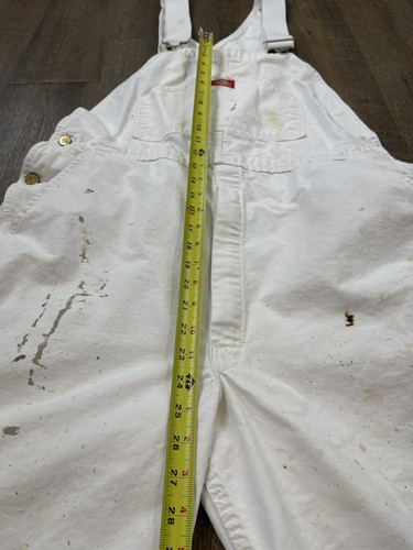 Dickies White Painters Bib Overalls Paint Splatter Mens 38x32 Distressed Baggy - Picture 16 of 18