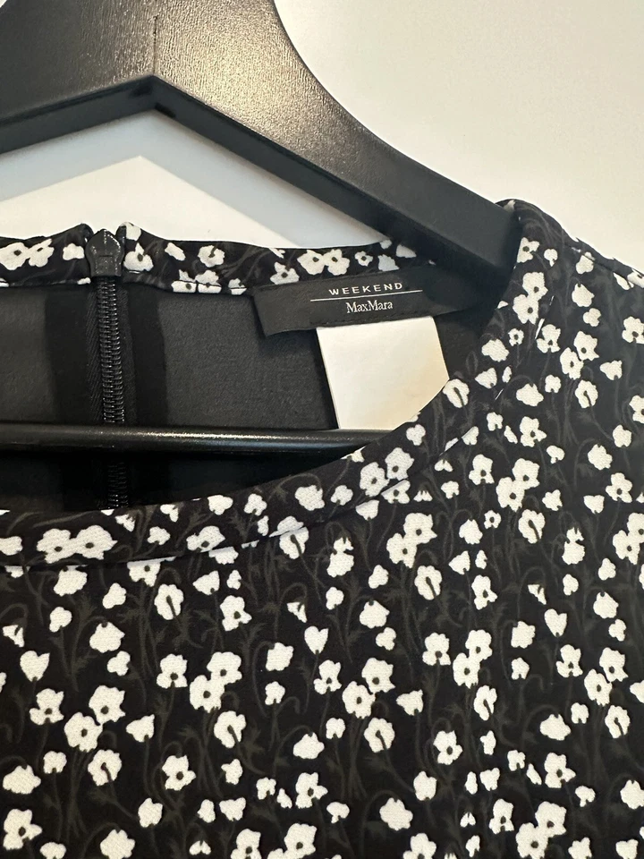 VESTIDO MAX MARA MARGARITA ESTAMPADO FLORAL NEGRO BLANCO FLORES VERDES BOLSILLOS TRABAJO S UK8 Foto 3 de 4