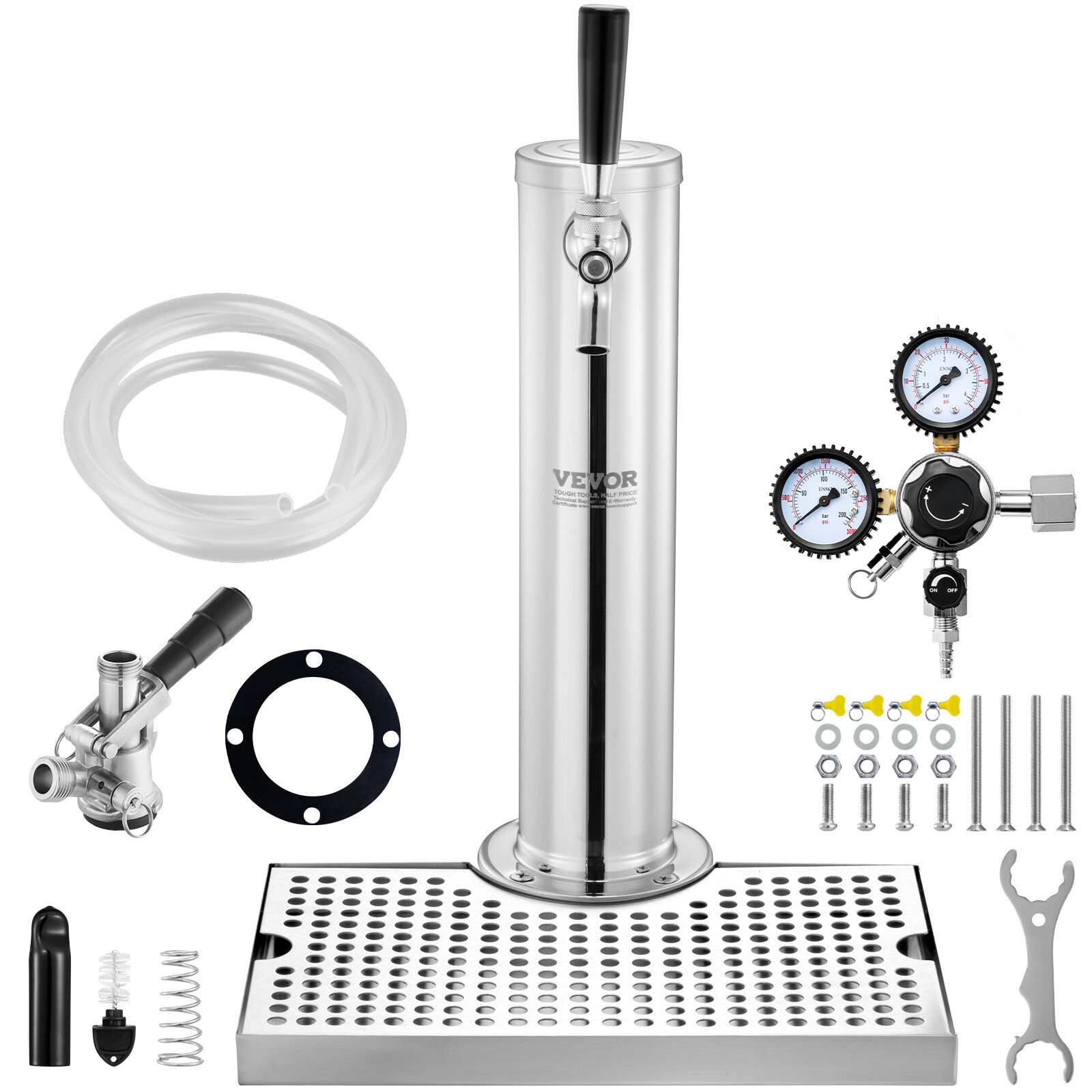 VEVOR Kegerator Tower Kit Single Tap Beer Conversion Kit with Beer Drip