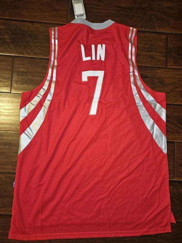 Jersey Jeremy Lin Houston Rockets #7 Adidas ClimaCool Rojo Talla Hombres 3xl Foto 4 de 4