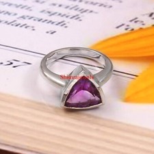Natural Amethyst Gemstone With White Gold Plated Silver Women's Ring 1193