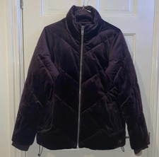 Velour Puffer Jacket Uk Size 8 Women’s In Deep Plum, House Of Fraser