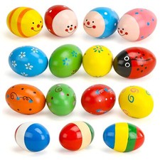 15 PCS Wooden Percussion Musical Egg Maracas Egg Shakers for Party Favors Cla...