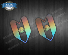 Mexico Flag Wakaba Leaf Jdm Sticker Decal Oil Slick Holo 2 Pack Estados Unidos