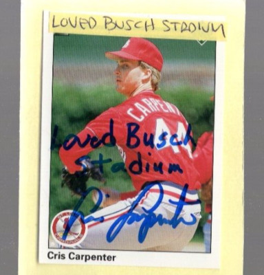 Autographed Cris Carpenter Loved Busch Stadium added 1990 Upper Deck
