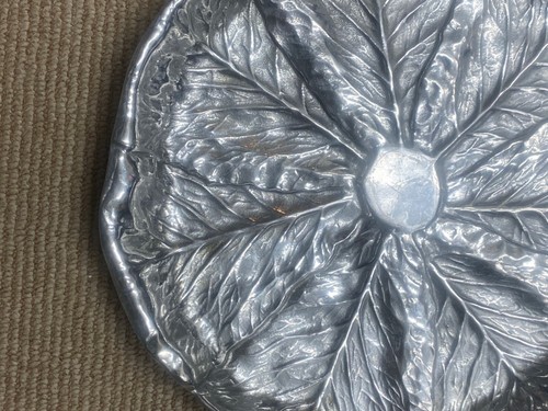 Wilton Mount Armetale Bruce Fox Design Cabbage Leaf Tray 14" Heavy - Picture 3 of 8