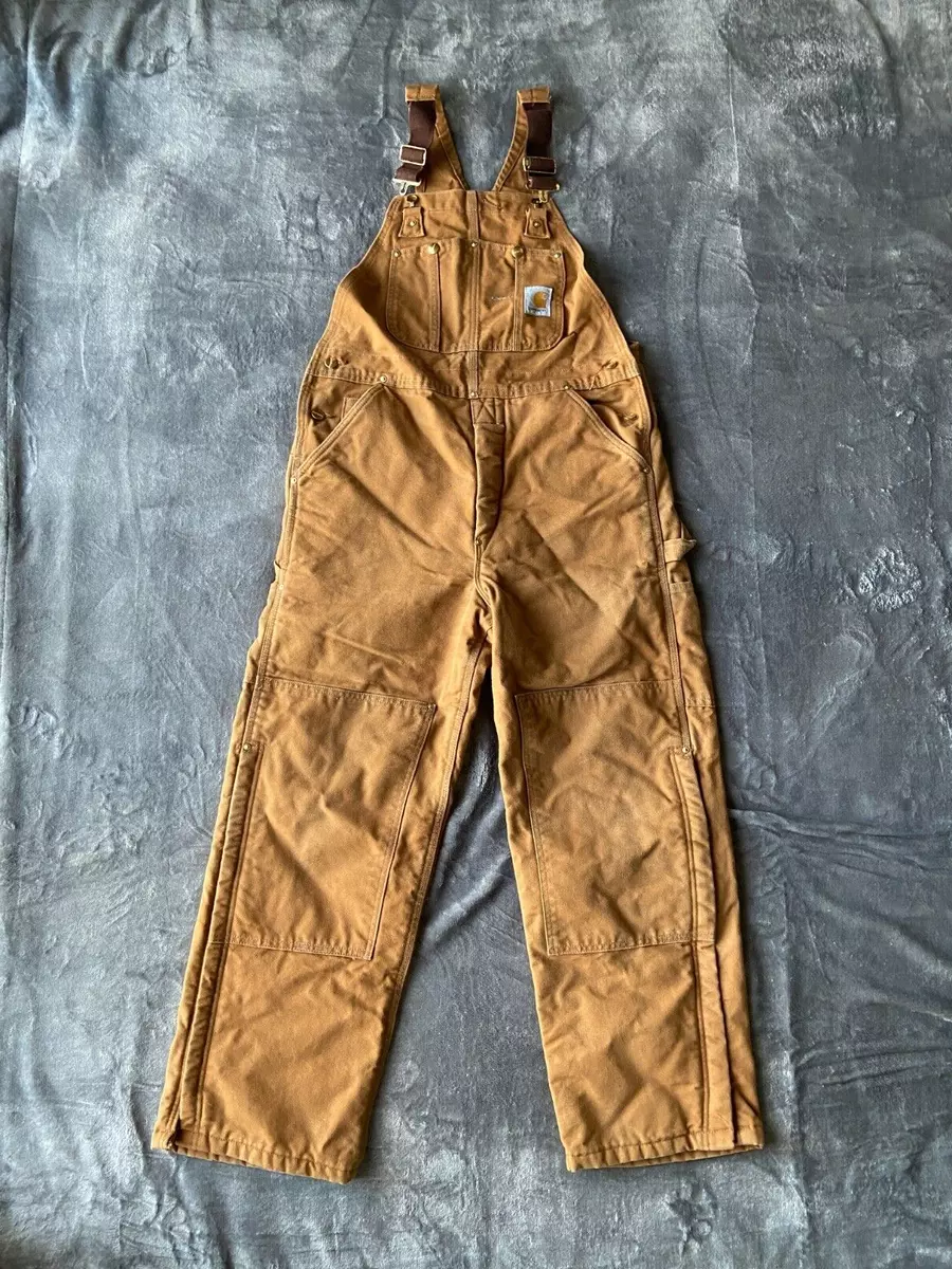 Vintage Carhartt Bibs Men's 36x27 Tan Workwear Made In USA Canvas Overalls