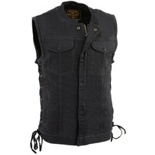 Chaleco de Motocicleta Milwaukee Leather 3002 Para Hombre 'Covert' Negro Denim Estilo Club