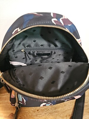 Kate Spade Dawn Paper Rose Backpack Navy Floral Nylon Travel School Bag Stylish Kate Spade Dawn Paper Rose Medium Backpack Bag – PinkOrchard.com main image 4