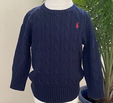 NWT, Boys Ralph Lauren Navy Cable Knitted Sweater. Size S 8