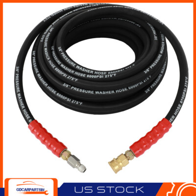 #ad 6000PSI Pressure Washer Hose 3 8quot; x 50ft 2 Braid R2 Black High Quality $65.88