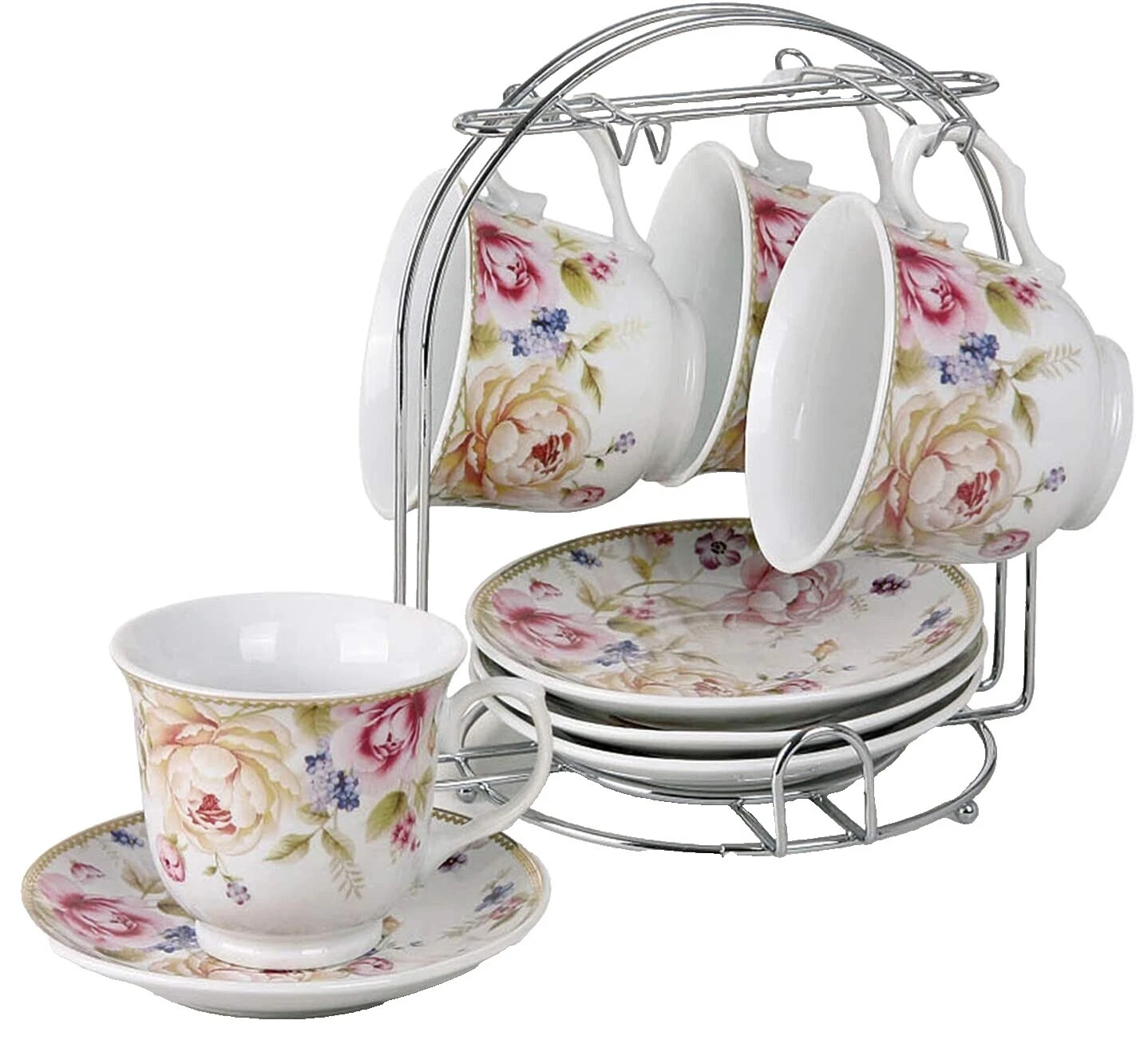 País francés Tazas y Platillos Porcelana
