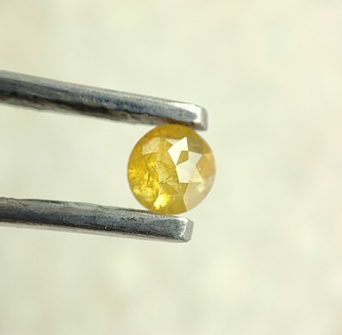 1 pieza de diamantes sueltos redondos amarillos naturales de 4,0 mm, diamantes de corte rosa de lujo - Imagen 5 de 5