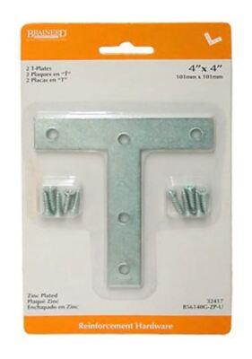 Two 4''X4'' Mending T-Plates With Screws L-B56140G-ZP-U
