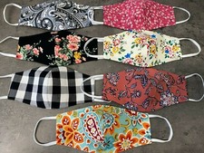 Reversible 2 Way 2n1 Premium Face Mask Floral Buffalo Plaid paisley Black Pink