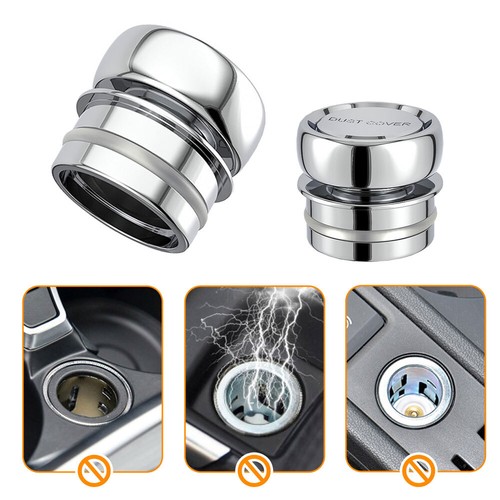 1Pc Car Button Cap Silver Cigarette Lighter Plug Cover Dustproof Replacement Cap - Picture 6 of 16