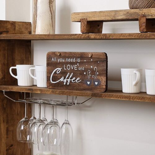 Letrero de madera rústico de 6x12" All You Need is LOVE and Coffee decoración de pared para hogar y bar - Imagen 4 de 4