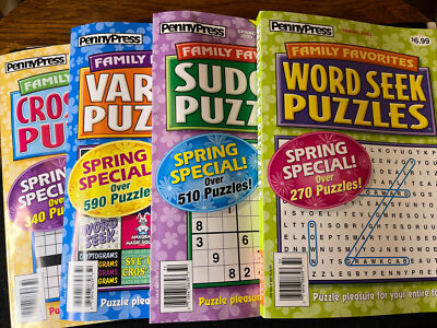 PENNY PRESS SPRING 2023 LOT OF 4 -CROSSWORD-SUDOKU-WORD SEEK-VARIETY PUZZLES