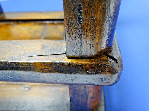 alter KLEINER antiker QUADRATISCHER Holz HOCKER Pflanzenständer Landhaus BAUERNHAUS ~ 10"H x 10"B - Bild 11 von 16