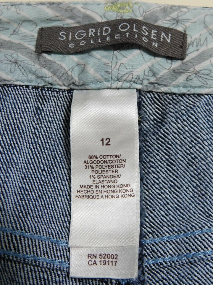 Jeans azul feminino Sigrid Olsen Innovator 7 perna reta tamanho 12 W32 L32 cintura 10 - Imagem 3 de 4