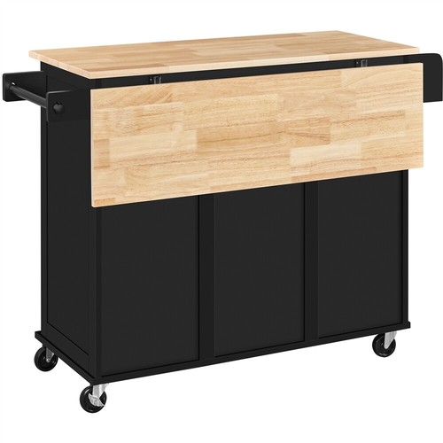 Rolling Kitchen Island with Drop Leaf, Storage Cabinet, Detachable Towel Bar - Picture 33 of 34