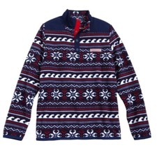 VINEYARD VINES Fair Isle Snap Placket Fleece Pullover Jacket Boys Large Blue Red
