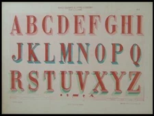 FRENCH ART NOUVEAU LETTERS - 1903 HELIOTYPE POCHOIR - TYPOGRAPHY, ALPHABET