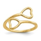 Heart Adjustable Toe Ring - Gold Toe Solid 10K or 14K Yellow Gold Double Open