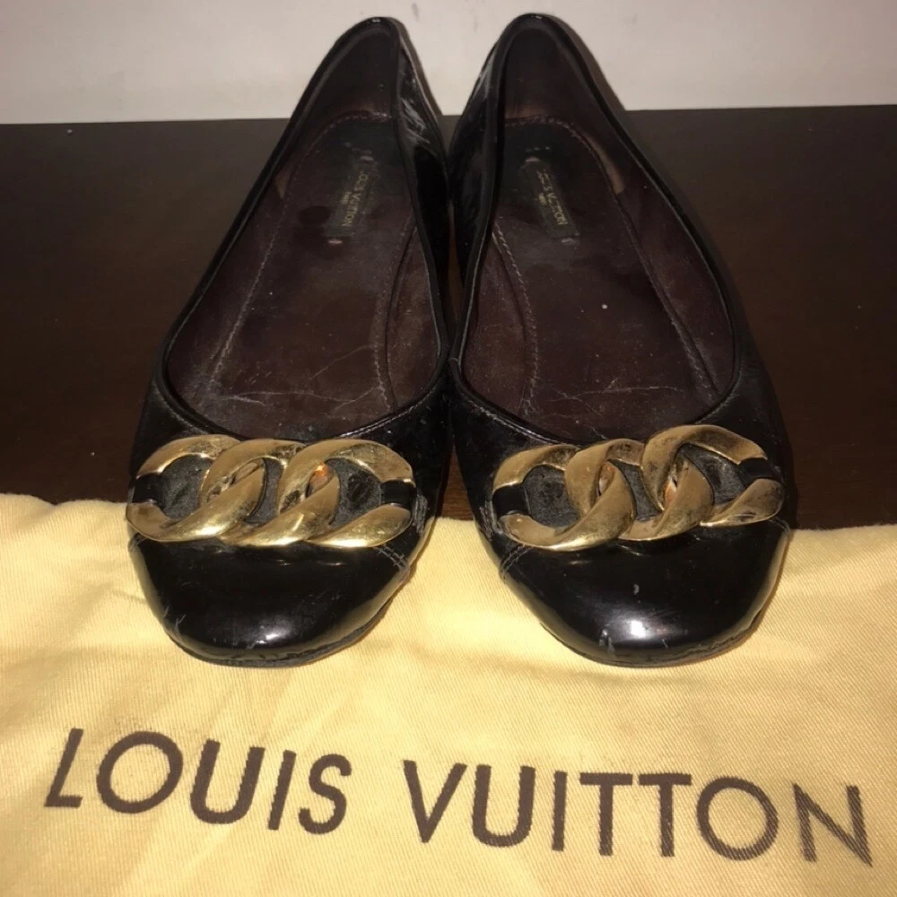 Louis Vuitton White Vernis Leather Oxford Ballerina Flats