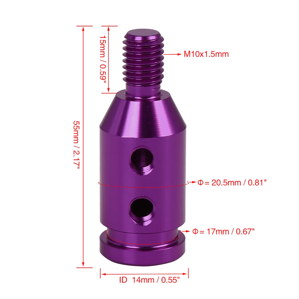 M10 x 1.5 Universal Purple Car Gear Shift Knob Adapter for Non-Threaded Shifter Foto 2 de 4