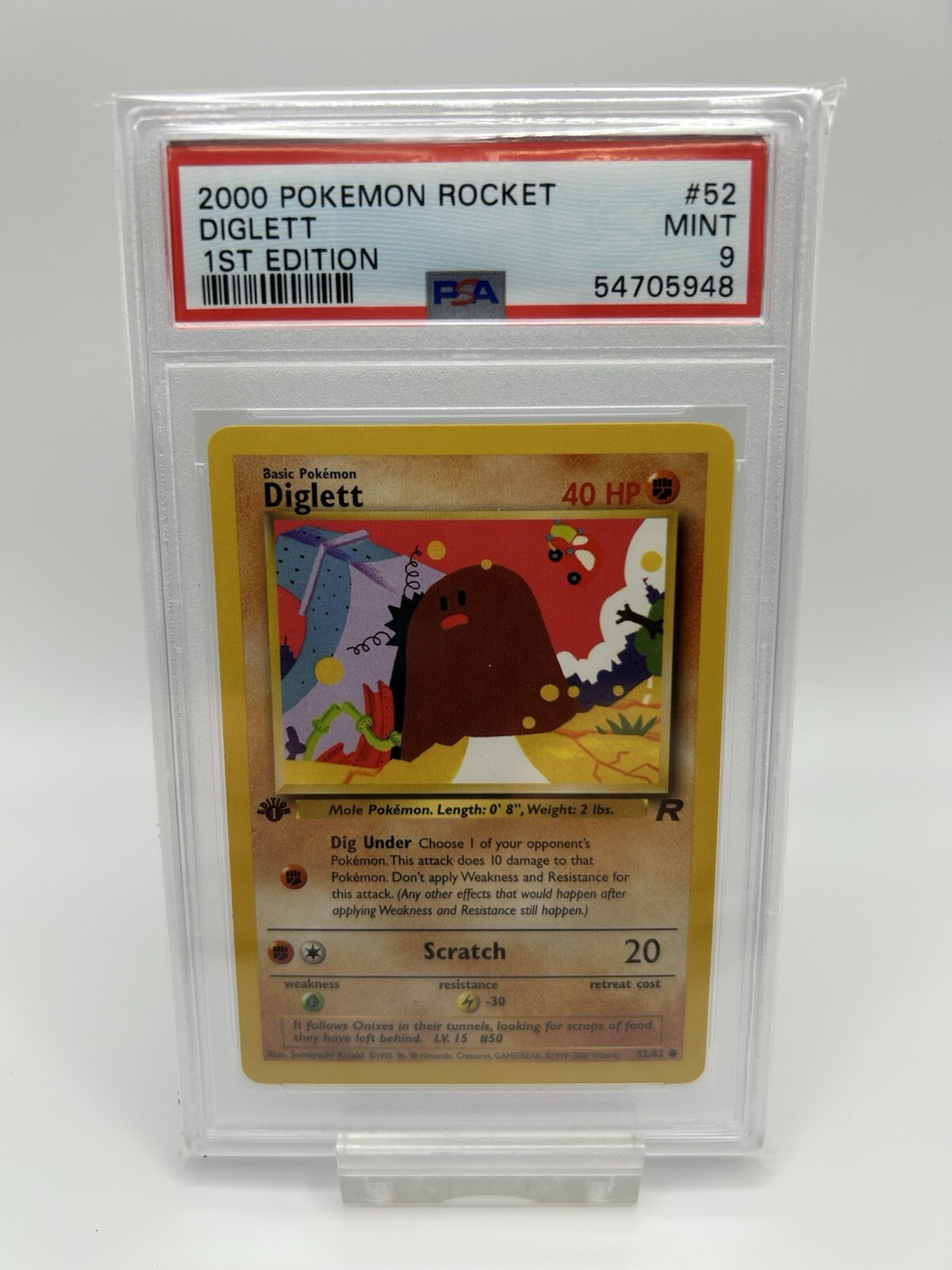 Pokemon PSA 9 Mint 1st Edition Team Rocket Diglett 52/82