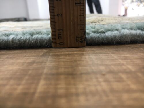 Handmade Wool Oushak Rug 3x5 ft Vintage Style Light Blue & Ivory Oriental Carpet - Picture 9 of 9