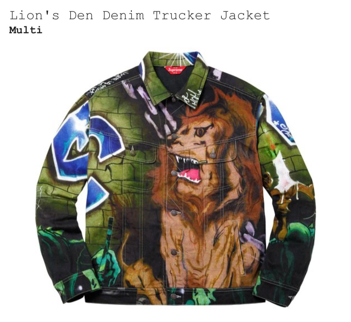 2018 SS18 Supreme Lions denim veste camionneur Lee quinones grande confirmée