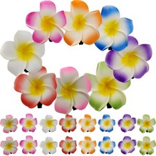 40 PCS Frangipani Artificial Foam Hair Clips Bridal Wedding Luau Beach Decor