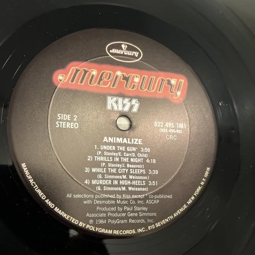 Kiss Animalize Vinyl LP 1984 CRC Club Edition Mercury Records VG+