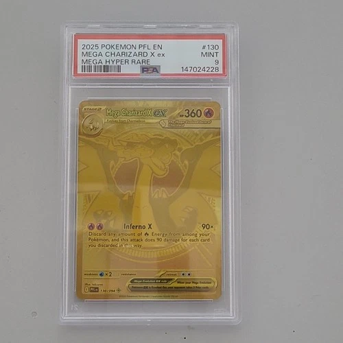 Pokémon Mega Charizard X EX 130/094 Phantasmal Flames Hyper Rare Holo PSA 9 2025