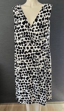 Lula Plus Size 18 Dress, Cross Over Pleated, Lined, Black & White, Midi Length